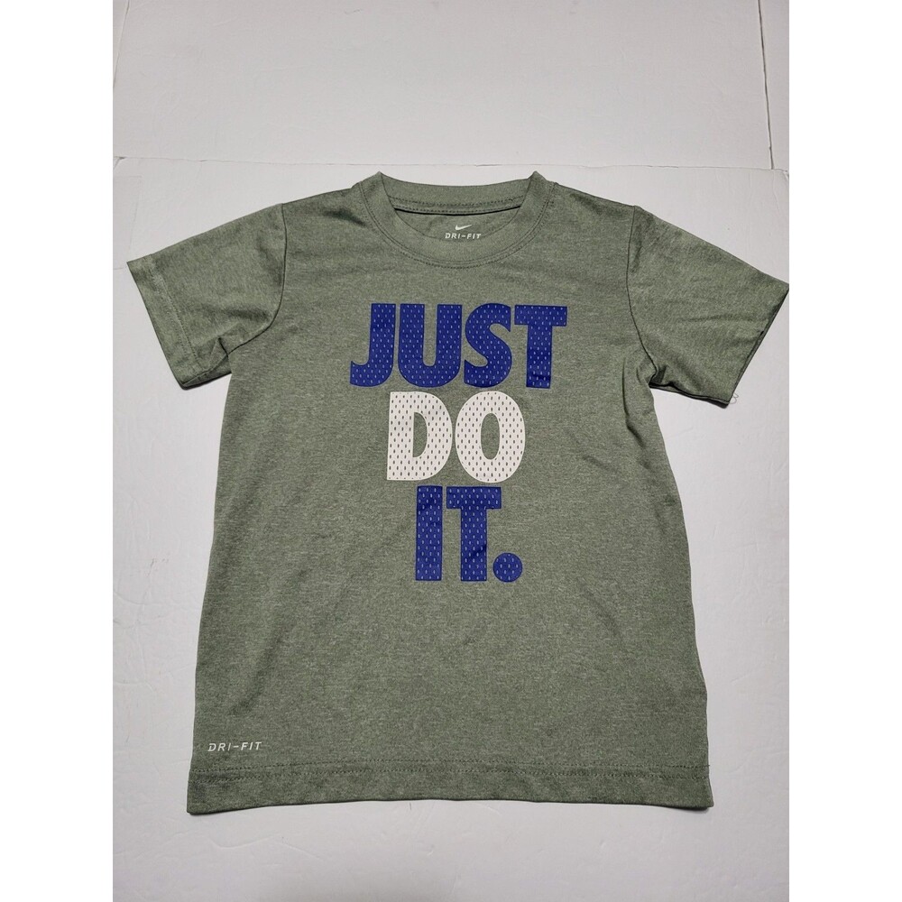 (#L6)Nike Dri Fit T-Shirt Boys 6 (5To 6 Years) Gray-Logo On Chest/short Sleeve